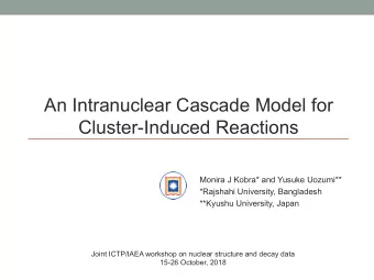 An Intranuclear Cascade Model for  Cluster-Induced Reactions  Monira J Kobra* and Yusuke Uozumi**