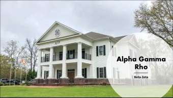 Alpha Gamma  Rho  Beta Zeta  Nationally founded in 1904  Founded on the Clemson University