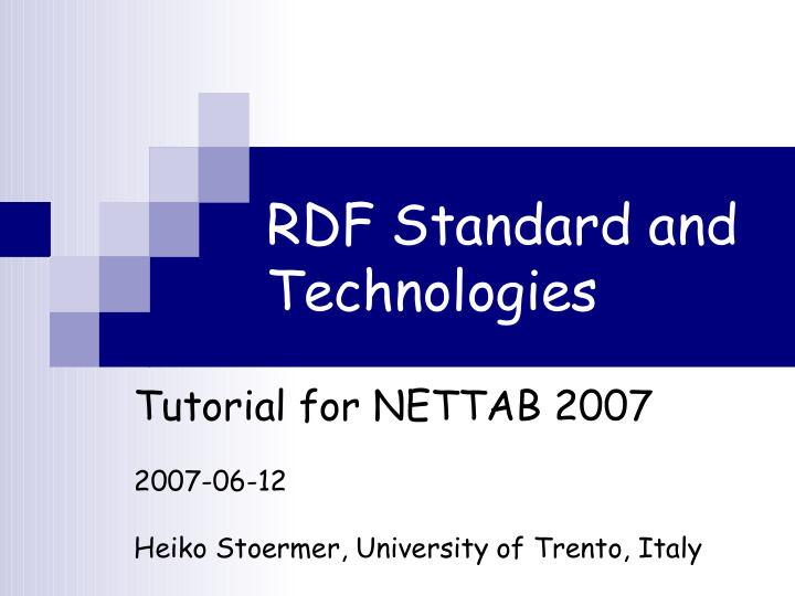 rdf standard and technologies