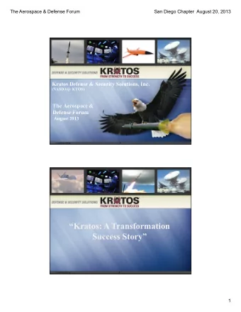 Kratos: A Transformation  Success Story  Success Story  2  NASDAQ: KTOS  1  The Aerospace