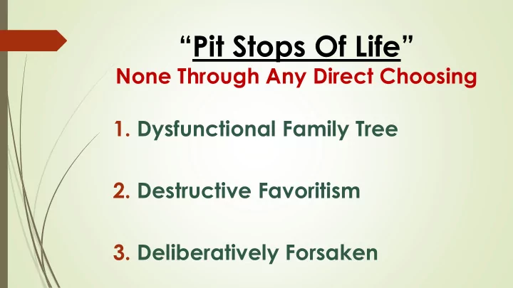 pit stops of life