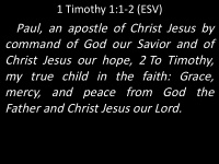 paul an apostle of christ jesus by command of god our