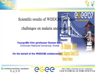 Scientific results of WISDOM first data  challenges on malaria and avian flu  Young-Min Kim
