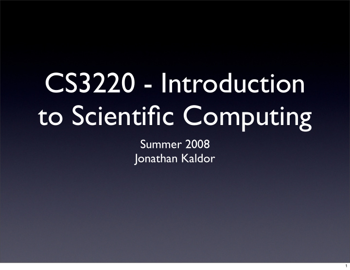 cs3220 introduction to scientific computing