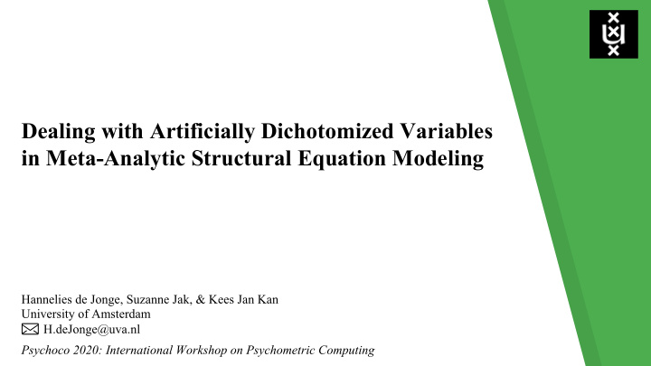 dealing with artificially dichotomized variables in meta