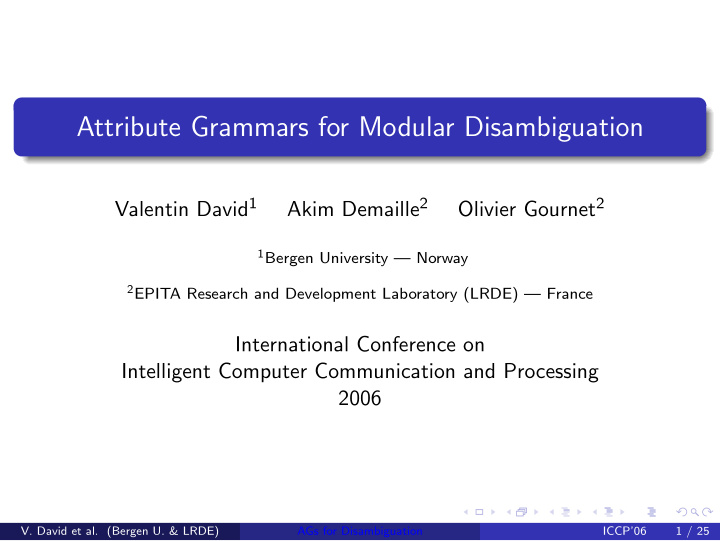 attribute grammars for modular disambiguation