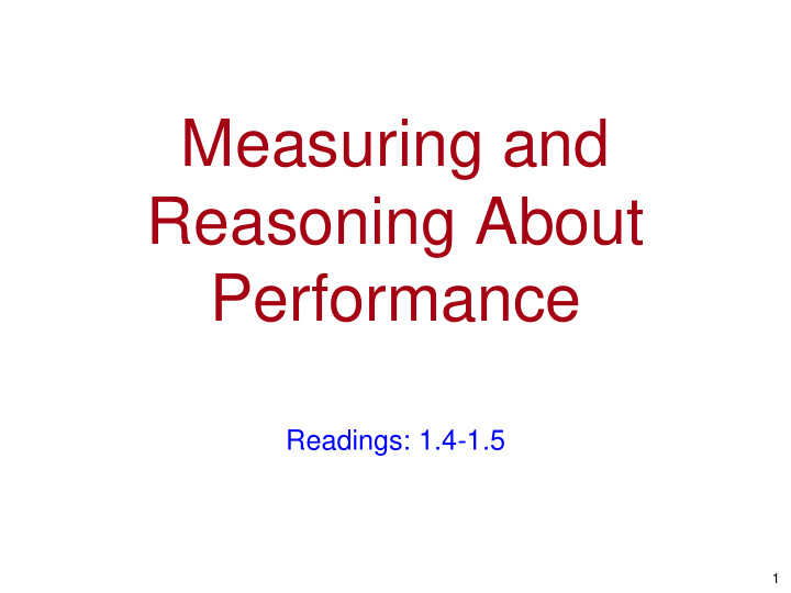 measuring and reasoning about performance