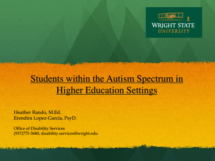 students within the autism spectrum in higher education