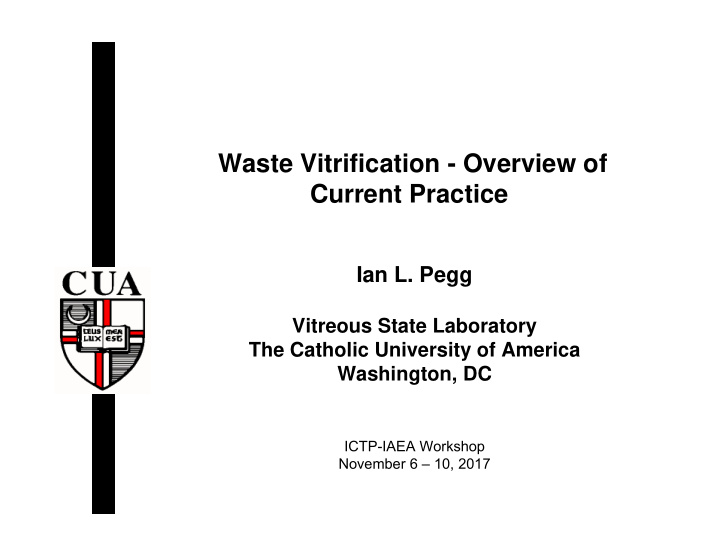 waste vitrification overview of current practice