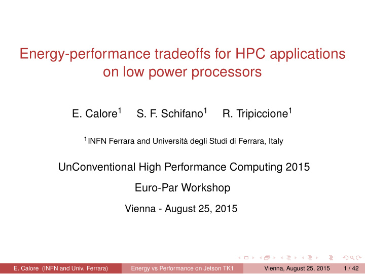 energy performance tradeoffs for hpc applications on low