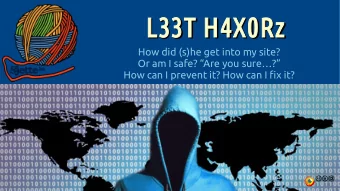 L33T H4X0Rz  L33T H4X0Rz  How did (s)he get into my site?  Or am I safe? Are you sure?