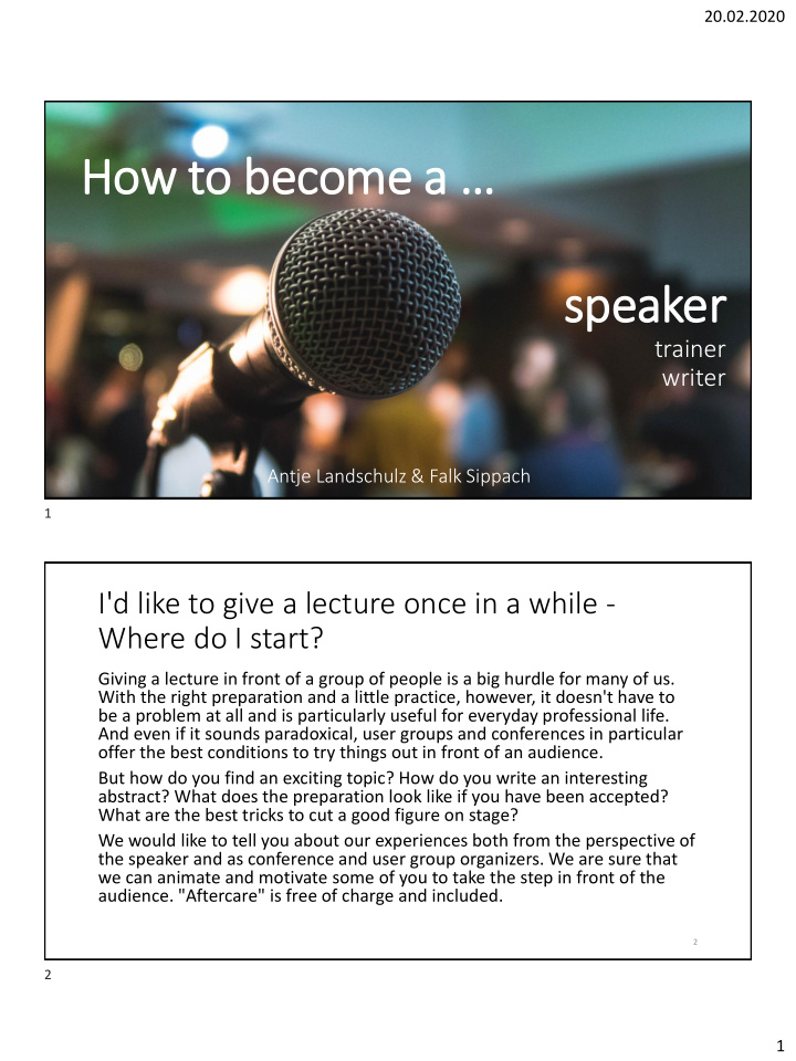how to become a sp speaker