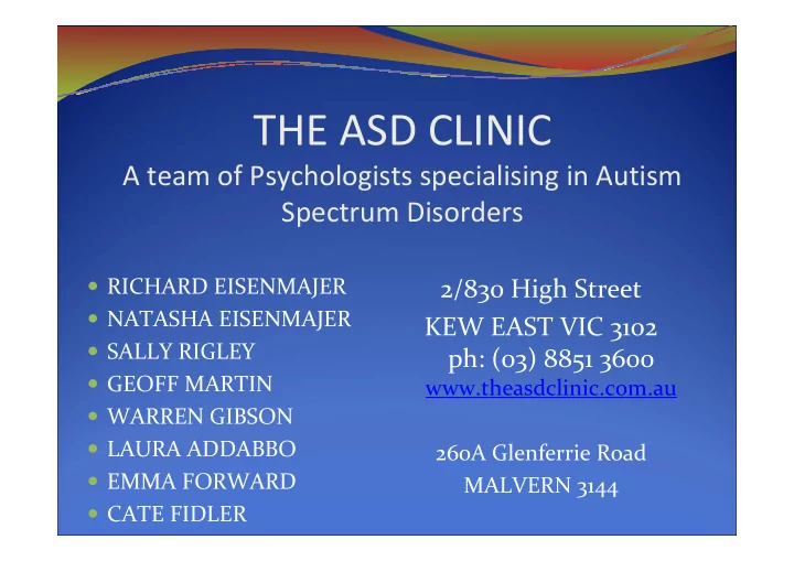 the asd clinic