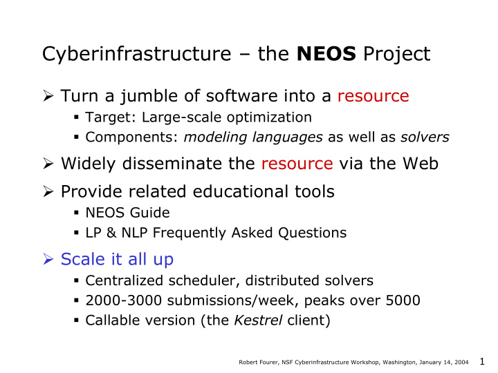 cyberinfrastructure the neos project