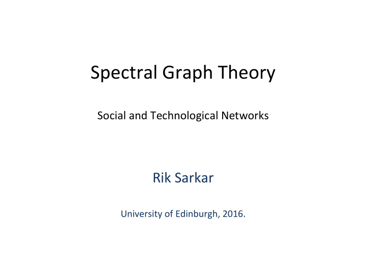 spectral graph theory