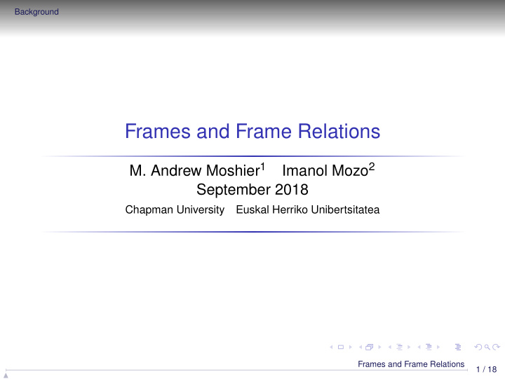 frames and frame relations