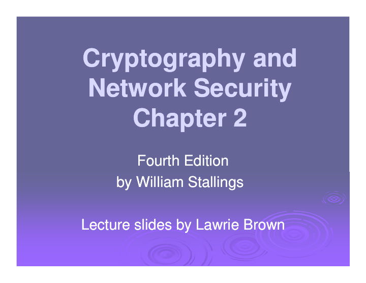 cryptography and cryptography and network security