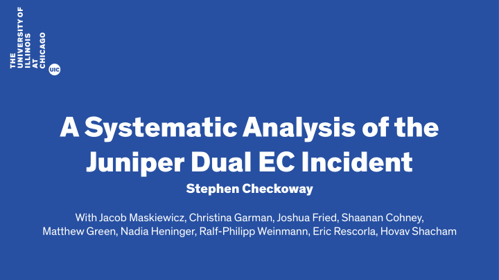 a systematic analysis of the juniper dual ec incident