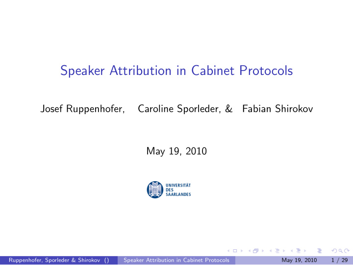 speaker attribution in cabinet protocols