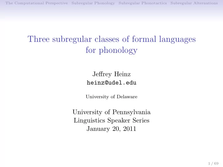 three subregular classes of formal languages for phonology