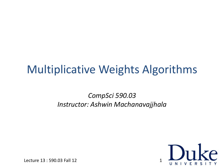 multiplicative weights algorithms