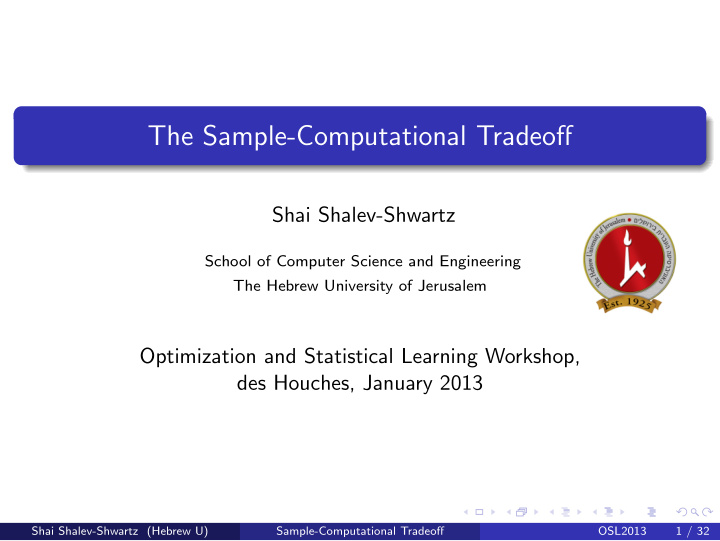 the sample computational tradeoff