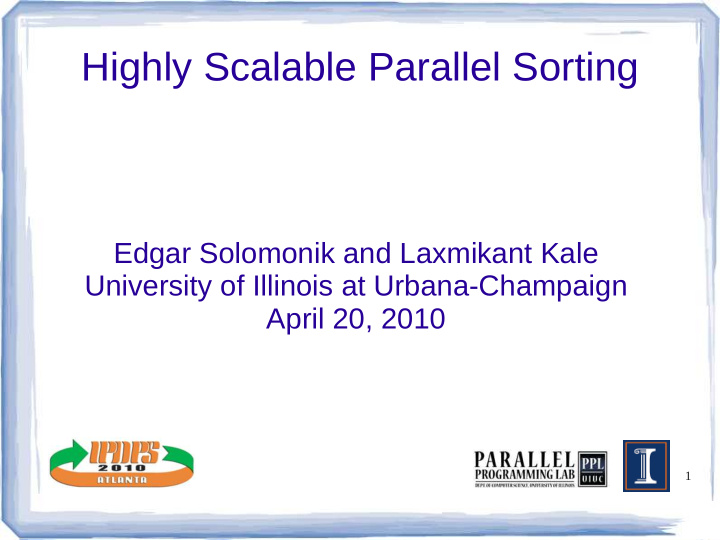 highly scalable parallel sorting