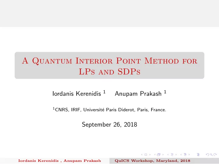 a quantum interior point method for lps and sdps