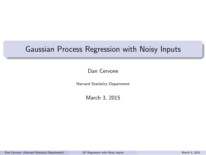 gaussian process regression with noisy inputs