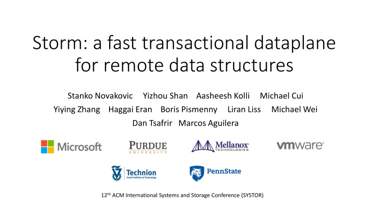 storm a fast transactional dataplane for remote data