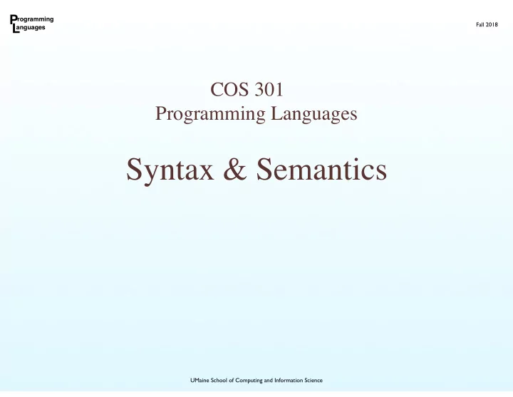 syntax semantics