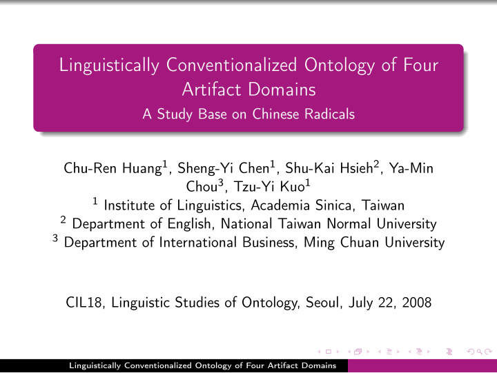 linguistically conventionalized ontology of four artifact