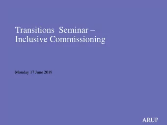 Transitions Seminar   Inclusive Commissioning  Monday 17 June 2019  Agenda  About Transitions