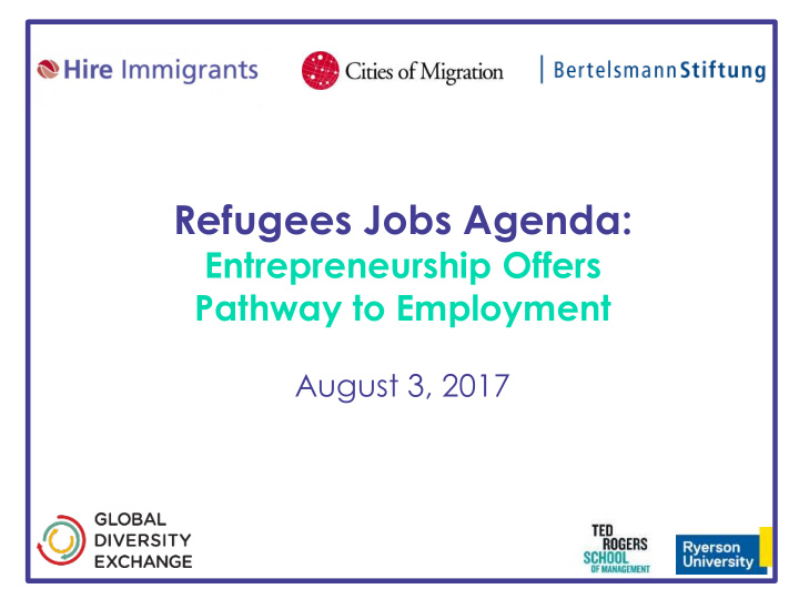 refugees jobs agenda