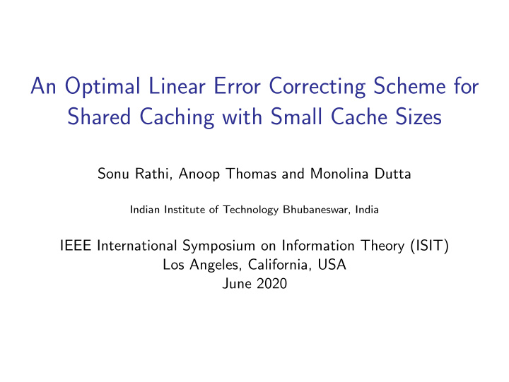 an optimal linear error correcting scheme for shared