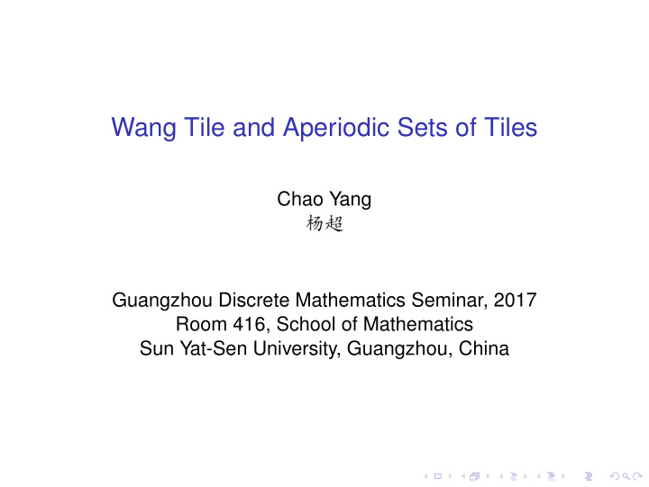 wang tile and aperiodic sets of tiles
