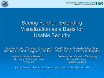 Seeing Further: Extending  Seeing Further: Extending  Visualization as a Basis for  Visualization