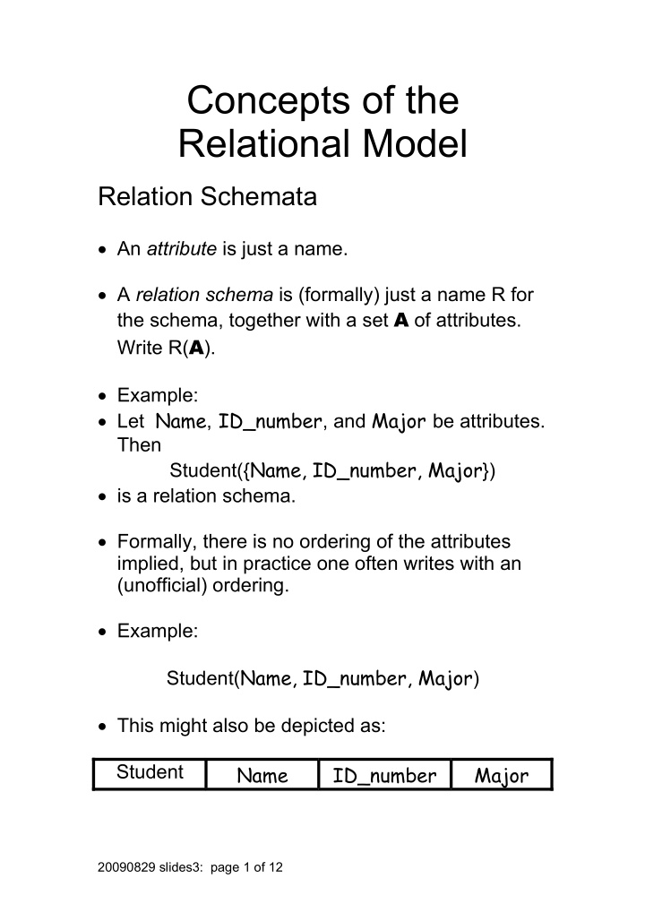 concepts of the relational model