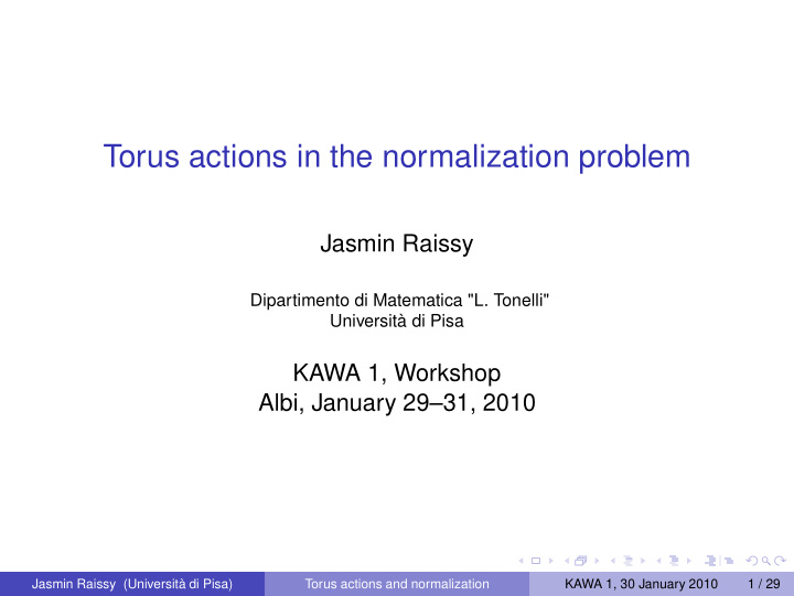 torus actions in the normalization problem