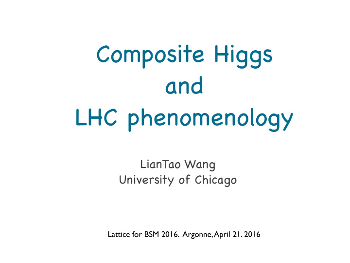 composite higgs and lhc phenomenology