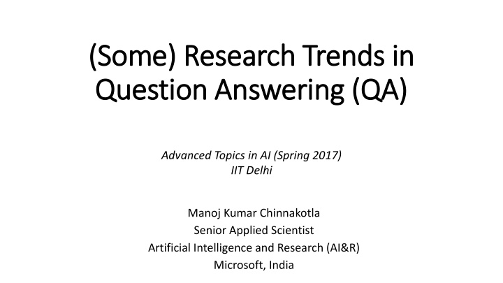 some research trends in