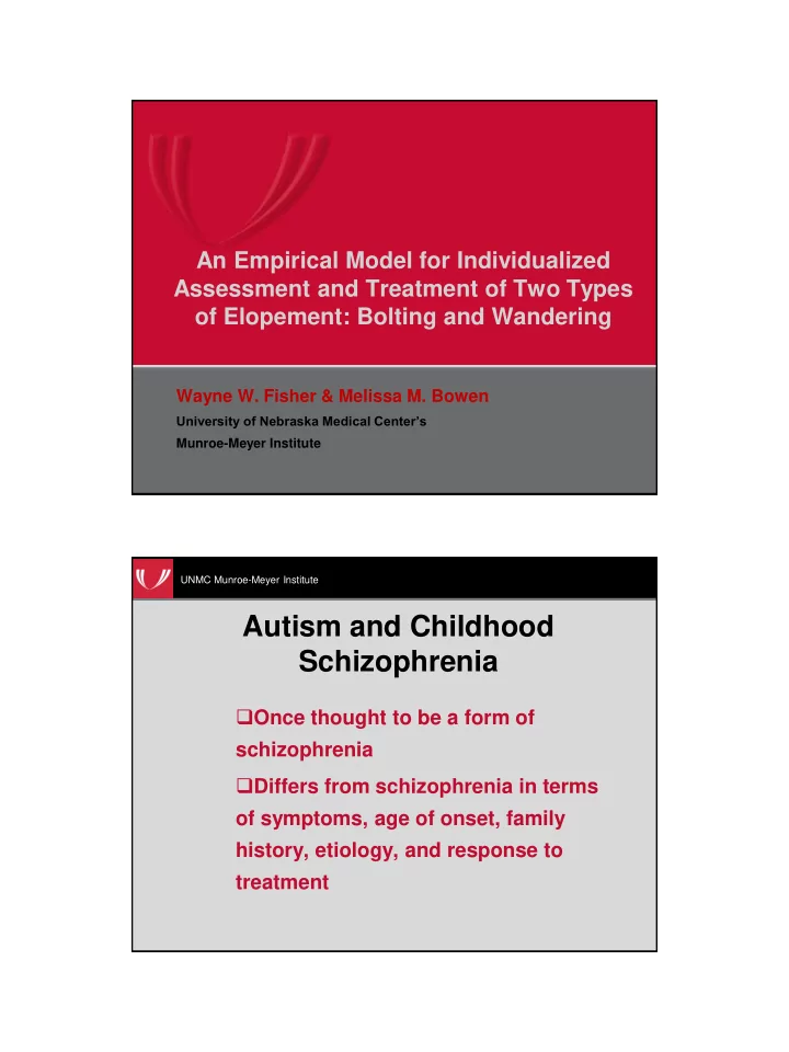 autism and childhood schizophrenia