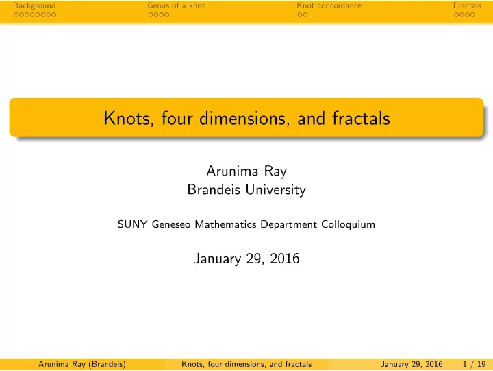 knots four dimensions and fractals