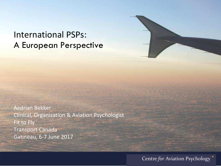 international psps a european perspective