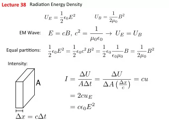 A  A  c = 2 cu E = c  0 E 2  x = c  t Time  dependence  of  I  at  x