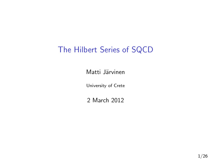 the hilbert series of sqcd