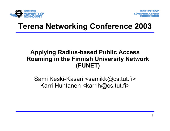 terena networking conference 2003