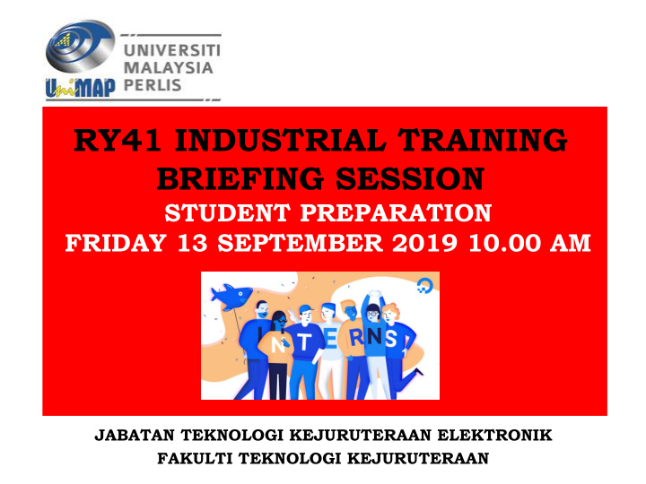 ry41 industrial training briefing session