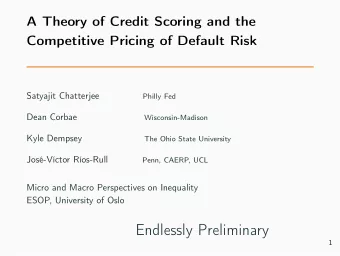 Endlessly Preliminary  1  Why do people pay back rather than file for bankruptcy?  Benefits of