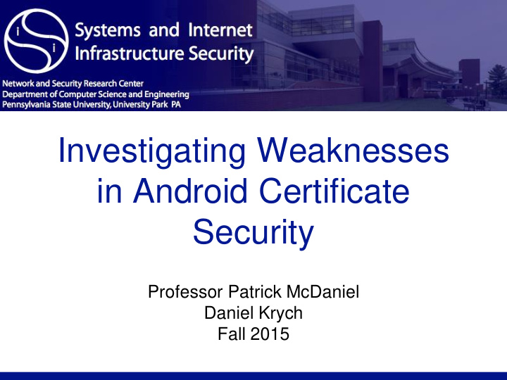 in android certificate security